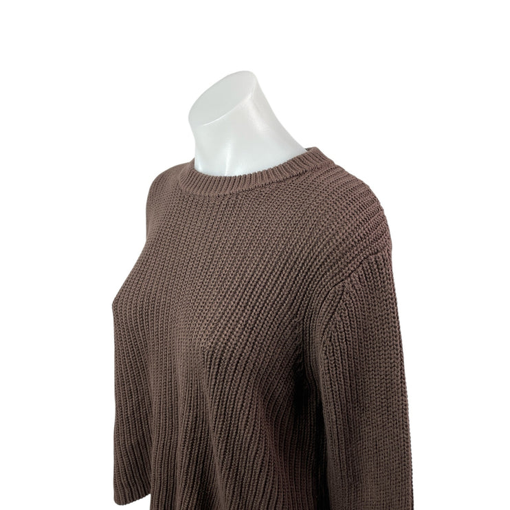 Cotton Candy LA Women's Brown Ribbed Knit Long Sleeve Crew Neck Sweater Top M