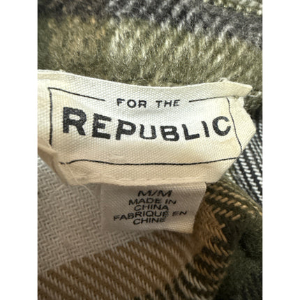 For The Republic Green Plaid Flannel Long Sleeve Button Shirt Jacket Shacket M