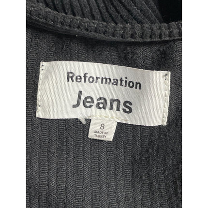 Reformation Suzie Black Corduroy Full Zip Sleeveless Belted A Line Mini Dress 8