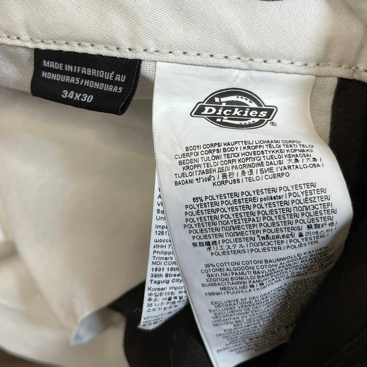 Dickies Double Knee Brown High Rise Loose Straight Work Trousers Dress Pants 34