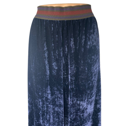 NEW Flo Navy Blue High Waisted Velvet Velour Wide Leg Trousers Pants Size US 10