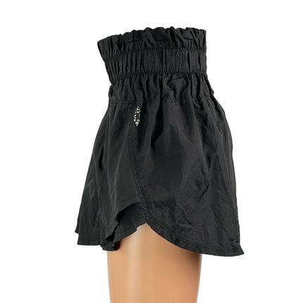 FP Movements Women's Gray Black Two Tone Smocked Elastic Waist Athletic Shorts S