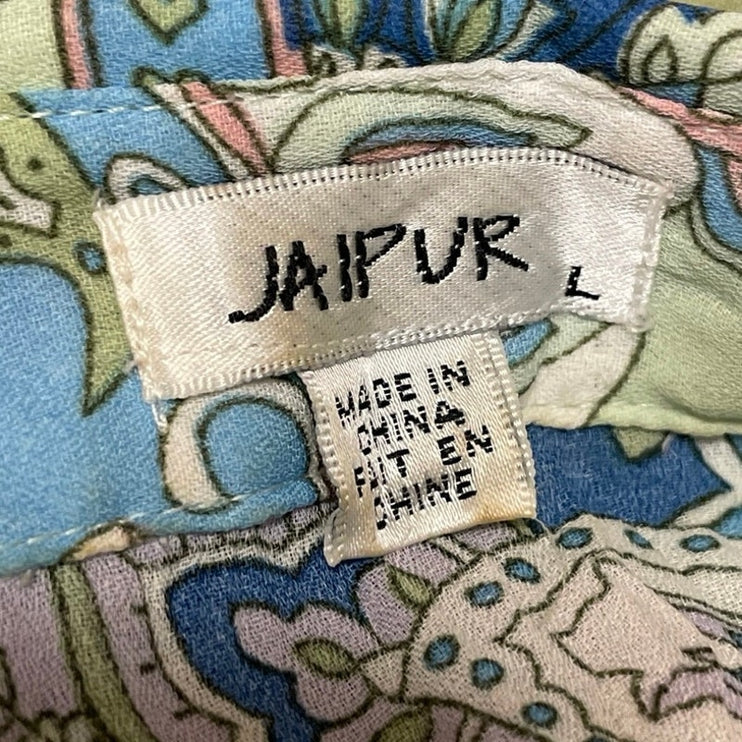 Vintage Jaipur Women's Multicolor Paisley Floral Bell Sleeve Button Up Shirt L