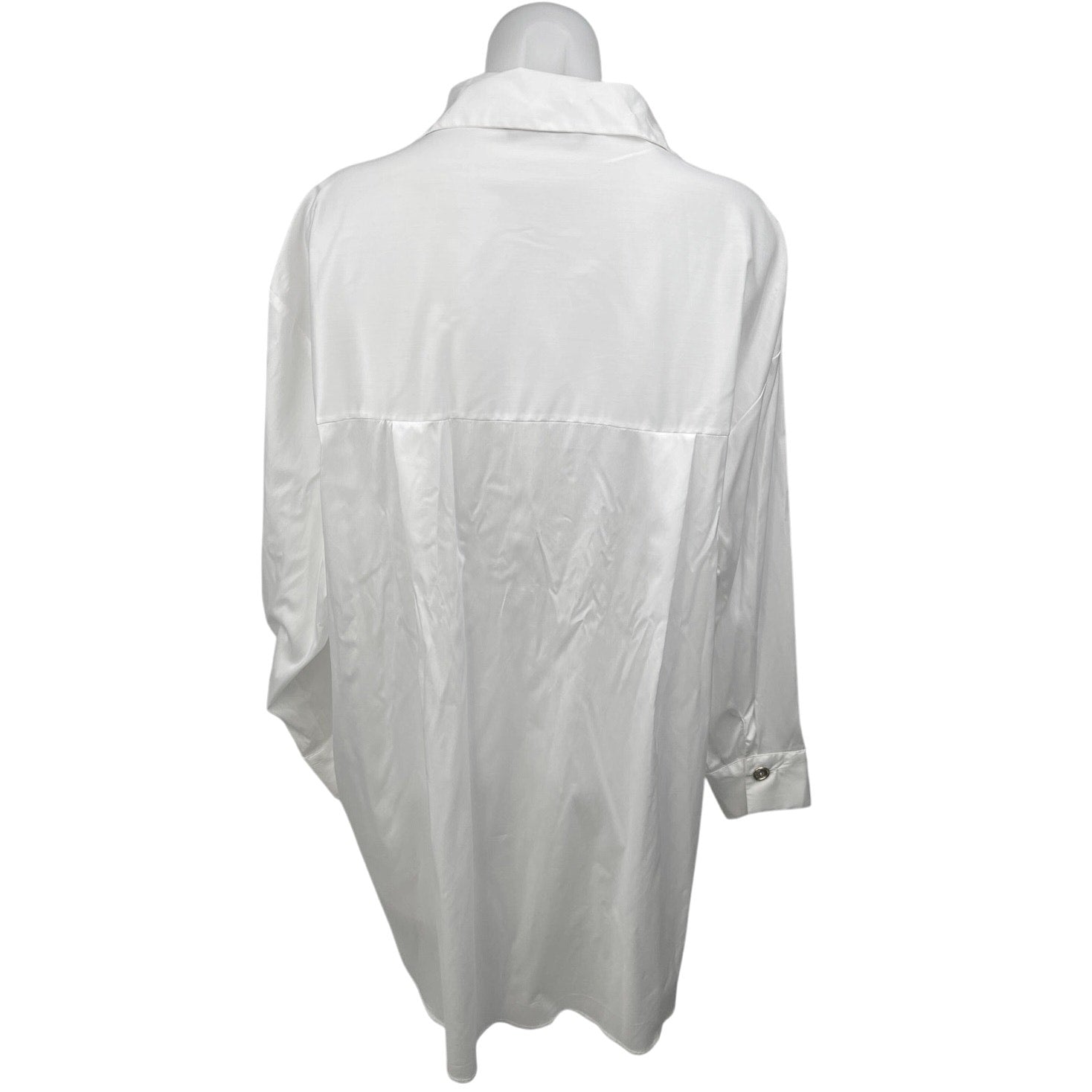 Zara Women's White Silk Satin Long Sleeve Button Down Mini Shirt Dress Brie Zara Women's White Silk Satin Long Sleeve Button Down Mini Shirt Dress Brie
