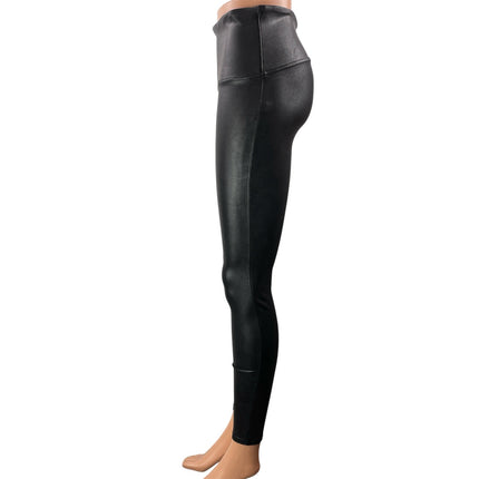 SPANX by Sara Blakely Black High Rise Faux Leather Glossy Leggings Pants Sz L/G