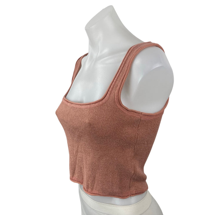 Urban Outfitters Women's Pink Square Neck Sleeveless Slim Crop Cami Tank Top M