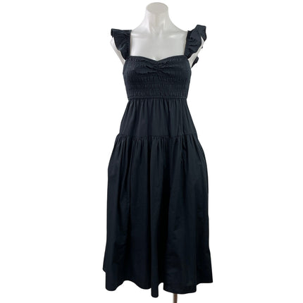 Abercrombie & Fitch Black Ruffle Sweetheart Tiered A Line Midi Dress Size XXSP