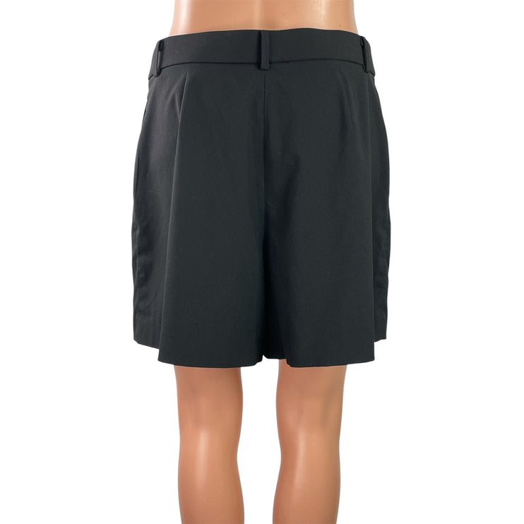 Uniqlo Smart Women's Black Pleated High Waisted Bermuda Chino Shorts Size M