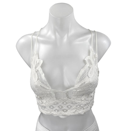 Free People Adella White Lace Sleeveless Cami Camisole Bralette Crop Tank Top S
