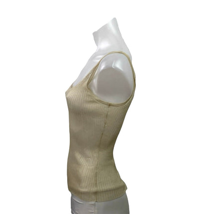 J.Crew Women's Cream Ribbed Knit Semi Sheer Scoop Neck Cami Tank Top Size S