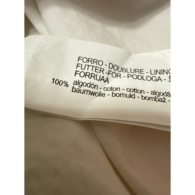 Zara Women's White Short Puff Sleeve Square Neck Zipper Maxi A-Line Dress Size S