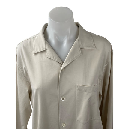 Theory Women's Beige Long Sleeve Chest Pocket Button Down Blouse Shirt Top Sz M
