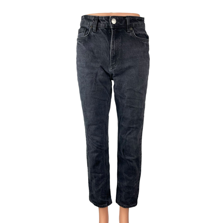 Zara Women's Black High Rise Relaxed Straight Mom Boyfriend Denim Jeans Pants 4