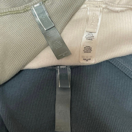 3 Pcs SKIMS Women's Gray Beige Olive Green Sleeveless Crop Tank Top Sets Sz M