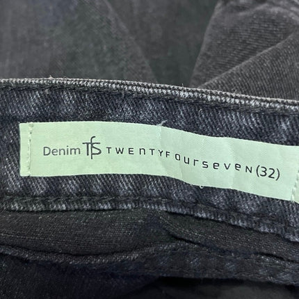 Denim TwentyFourSeven Lace Up Distressed Cut Off Mini Denim Jean Skirt Size 32