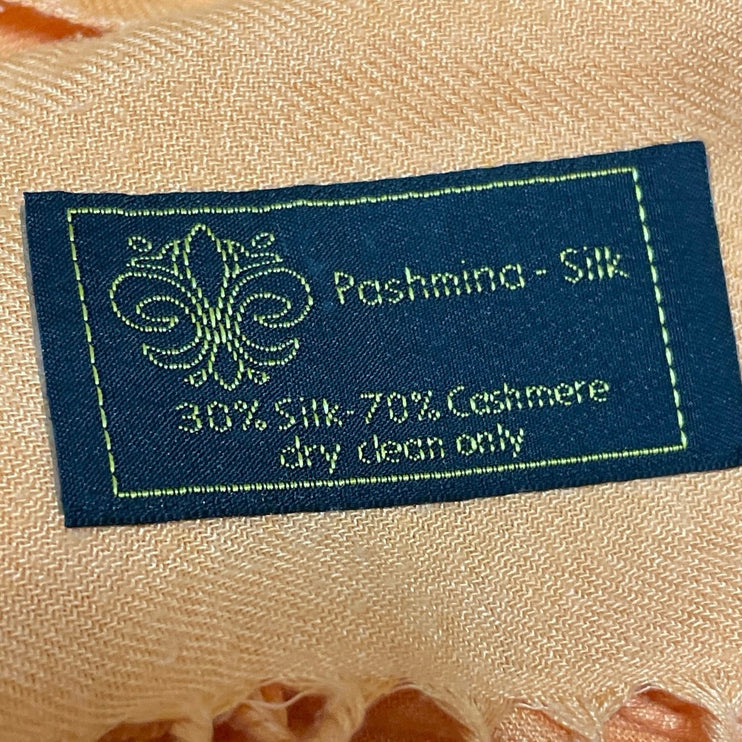 Pashmina Orange Coral Silk Cashmere Fringe Tassel Wrap Shawl Neck Scarf Size OS