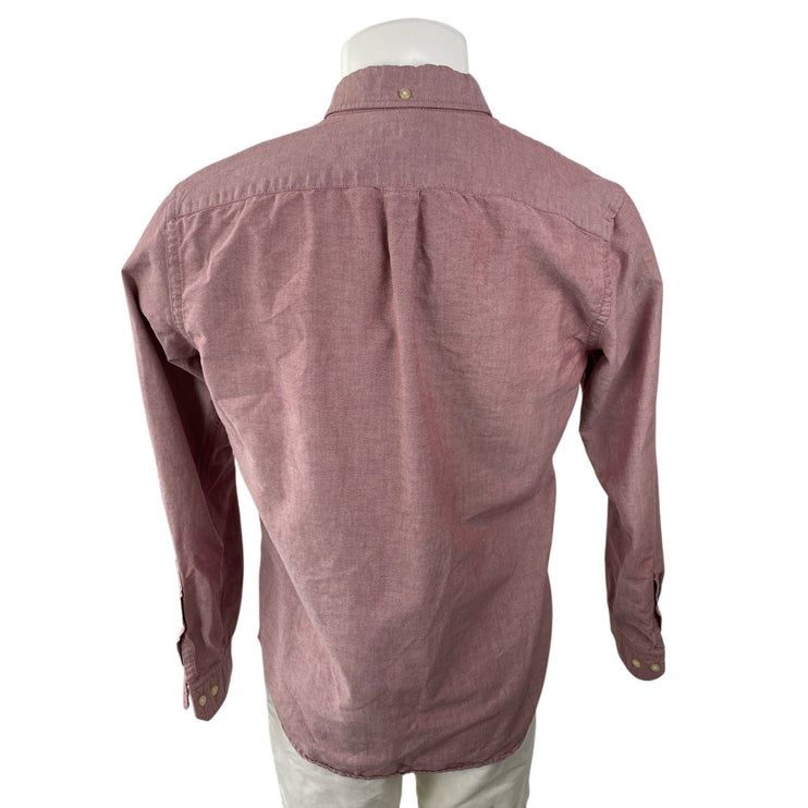 Banana Republic Men's Red Grant Fit Oxford Long Sleeve Button Down Shirt Top M