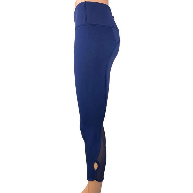 Lululemon Blue Mesh Low Rise Back Pocket Yoga Capri Athletic Leggings Pants Sz 0