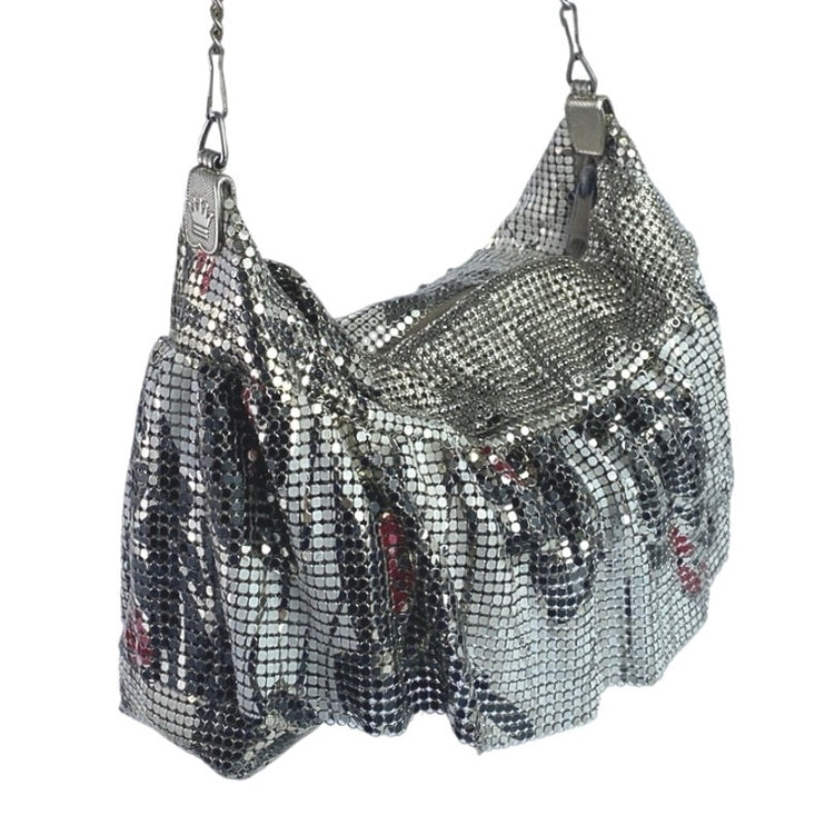 Women's Silver Metallic Mesh Chain Shoulder Evening Prom Purse Handbag OS