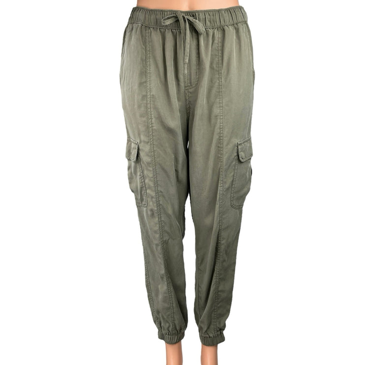 Rachel Roy Women's Olive Green Elastic Waist Cargo Jogger Trousers Pants Size S