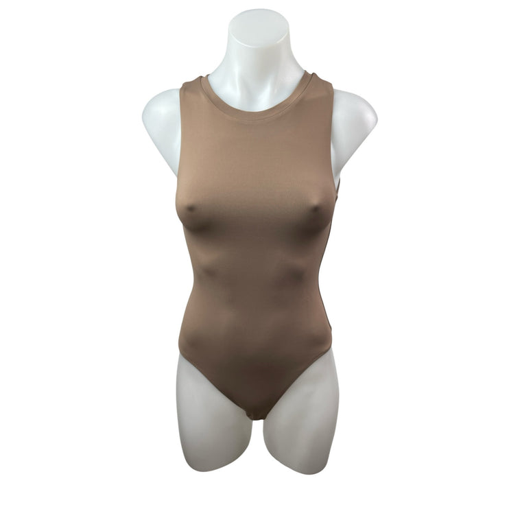 Aritzia Babaton Contour Crew Muscle Women's Beige Sleeveless Tank Bodysuit Top S