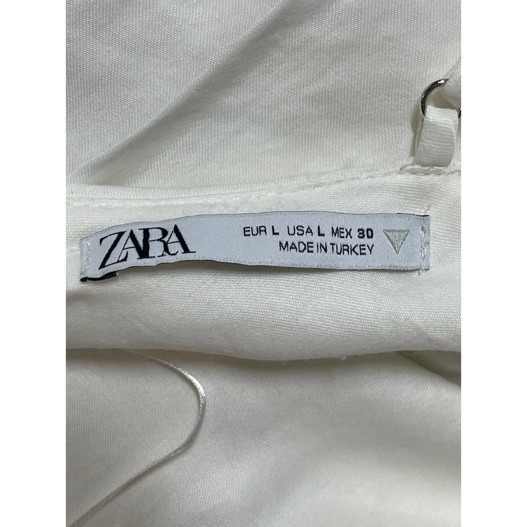 Zara Womens White Sleeveless Cowl Neck Adjustable Cami Camisole Tank Top Size L