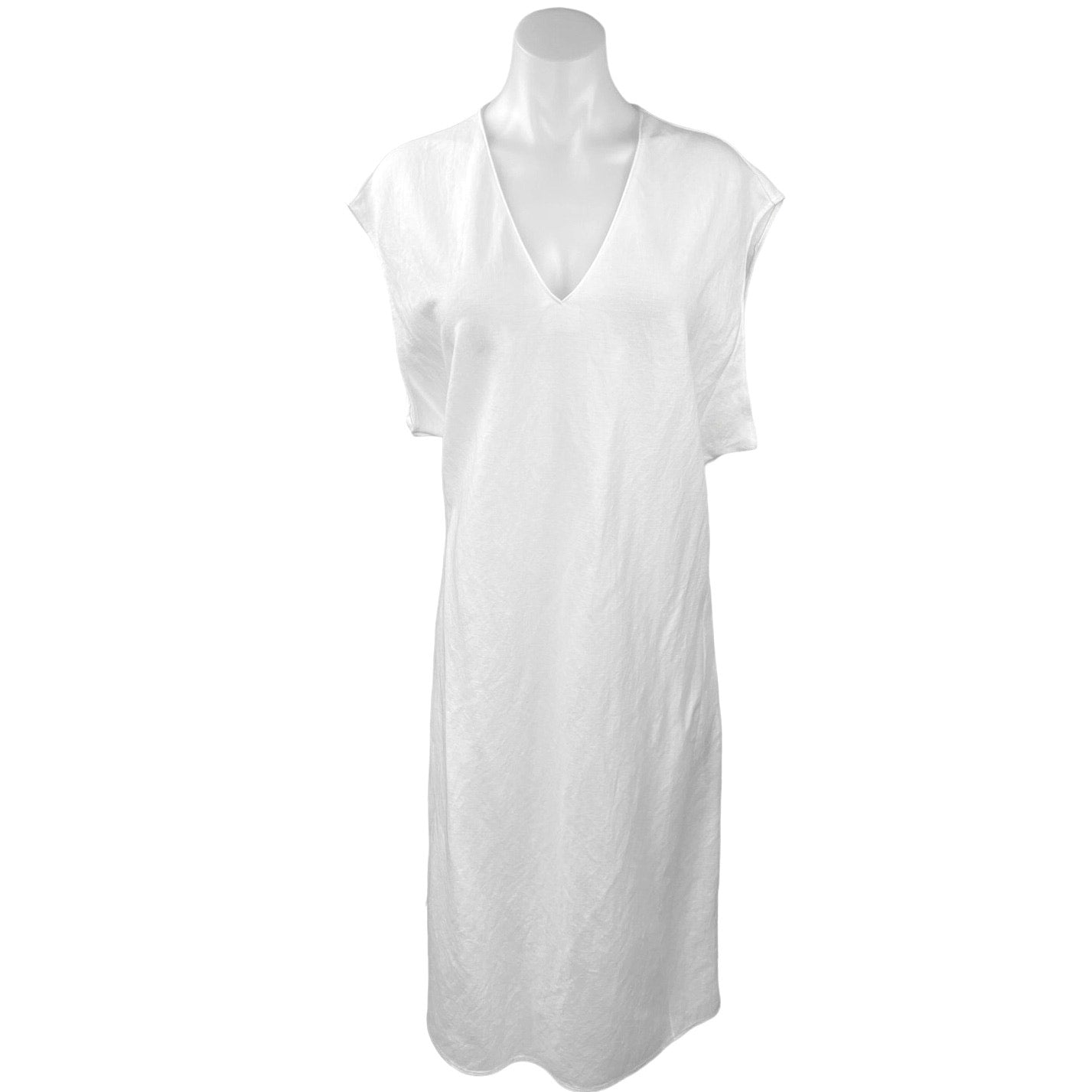 Zara White V-neck Sleeveless Relaxed Fit Pull On Midi Maxi Shift Tank Brie Zara White V-neck Sleeveless Relaxed Fit Pull On Midi Maxi Shift Tank Brie