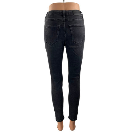 Everlane High Rise Authentic Stretch Black Button Fly Skinny Denim Jeans Size 26