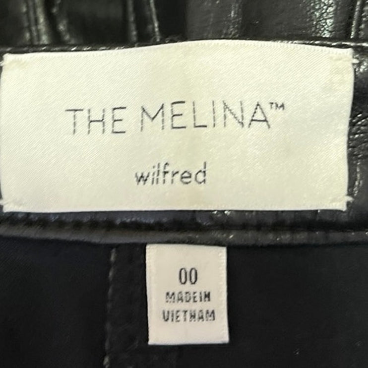 Aritzia Wilfred The Melina Black Faux Leather Vegan Straight Trouser Pants Sz 0