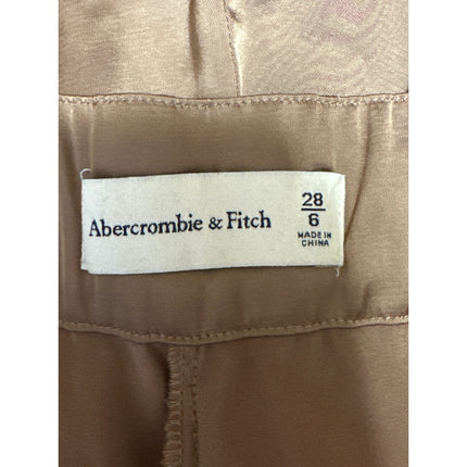 Abercrombie & Fitch Brown Gold Satin Pleated Wide Leg Trousers Dress Pants Sz 28