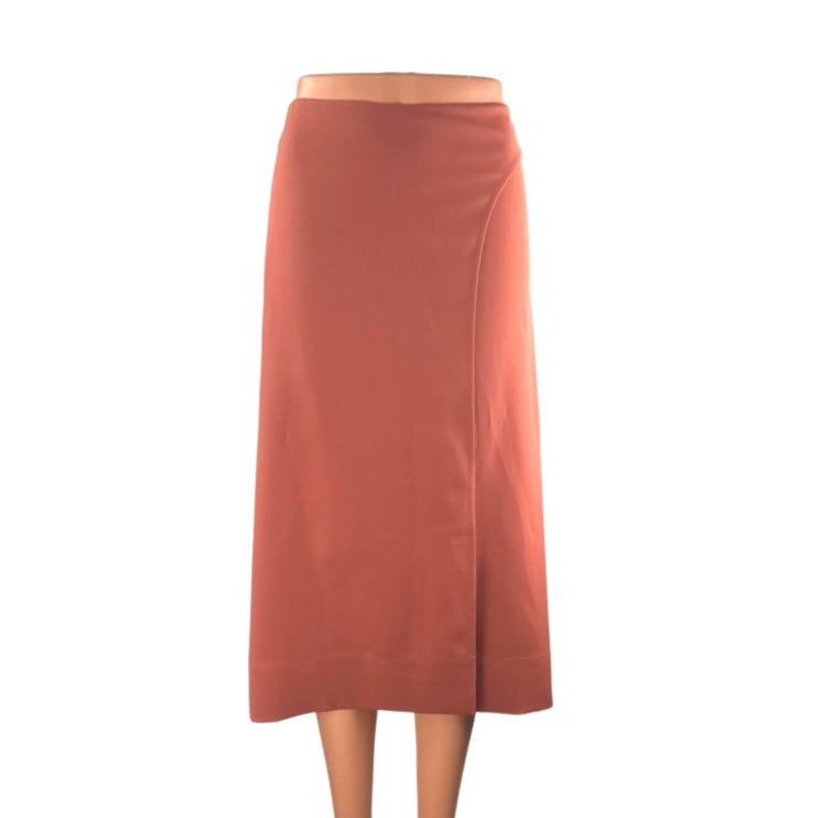 Arket Women's Coral High Waist Front Slit Career Zip Straight Midi Skirt Size 4