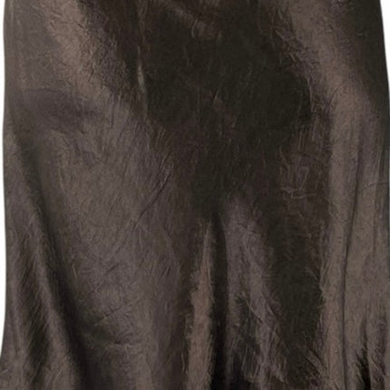 Aritzia Babaton Dark Brown Silk Satin High Waist Elastic Mini Slip Skirt Size 6