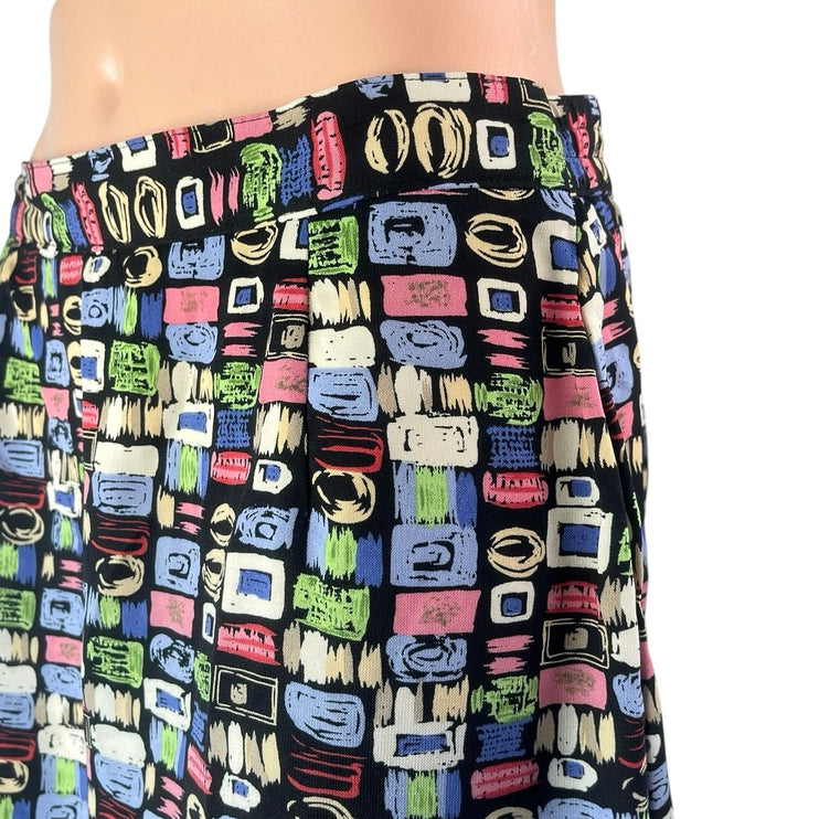 Sag Harbor Women's Multicolor Geometric Printed High Waist Mini A-Line Skirt L