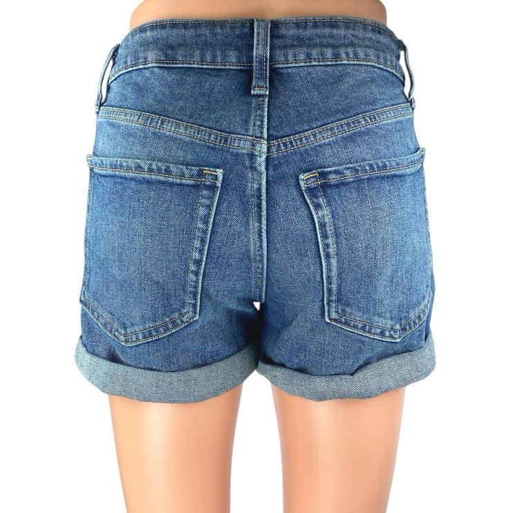 Old Navy High Rise OG Straight Women's Blue Cuffed Denim Jean Shorts Size 0