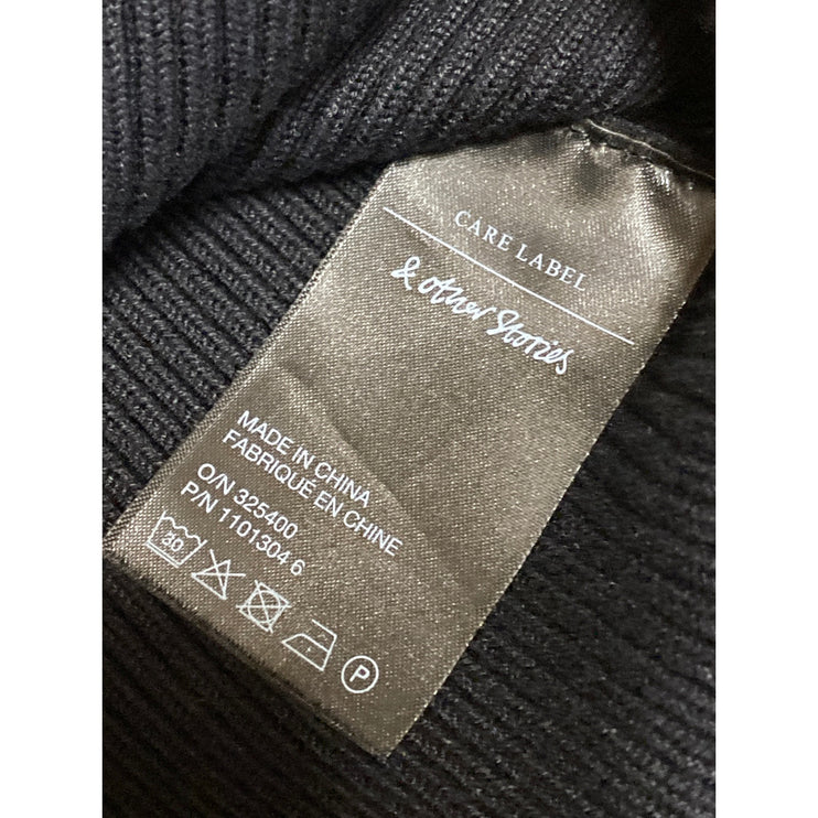 & Other Stories Women's Black Sweetheart Ribbed Knit Sweater Blouse Top Size S