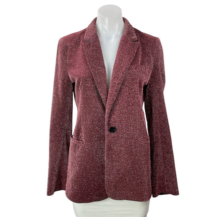 NEON BLONDE Seventeen Blazer Womens Wine Red Metallic Lurex Blazer Coat Jacket M