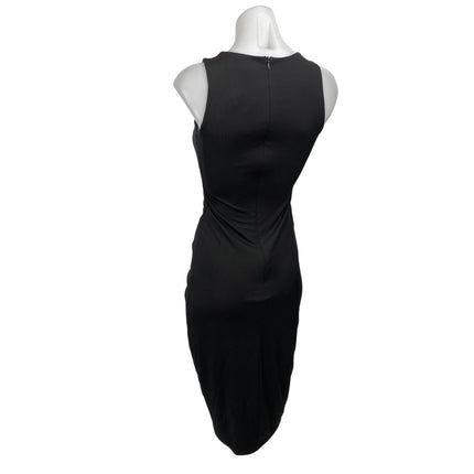 NEW International Concept Black Ruched Sleeveless Midi Bodycon Tank Dress Sz XS