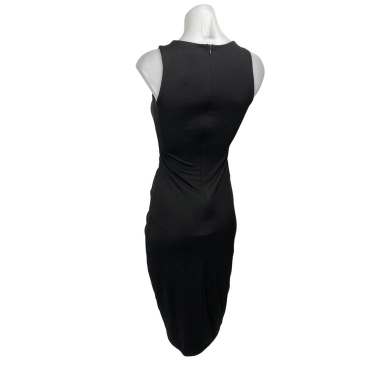 NEW International Concept Black Ruched Sleeveless Midi Bodycon Tank Dress Sz XS