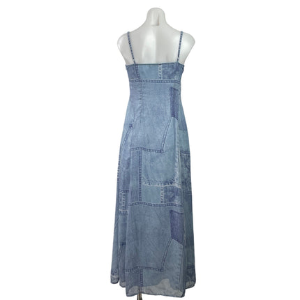 ASOS Design Womens Blue Sleeveless Denim Patchwork Camisole A-line Maxi Dress 4