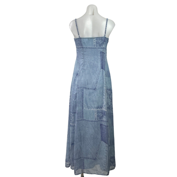 ASOS Design Womens Blue Sleeveless Denim Patchwork Camisole A-line Maxi Dress 4
