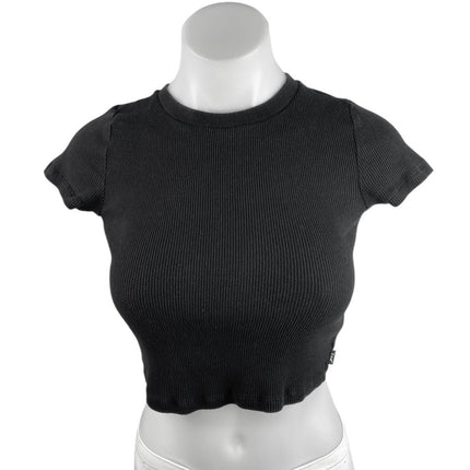 Aritzia TNA Women's Black Short Sleeve Ribbed Knit T Shirt Tee Crop Top Size XS