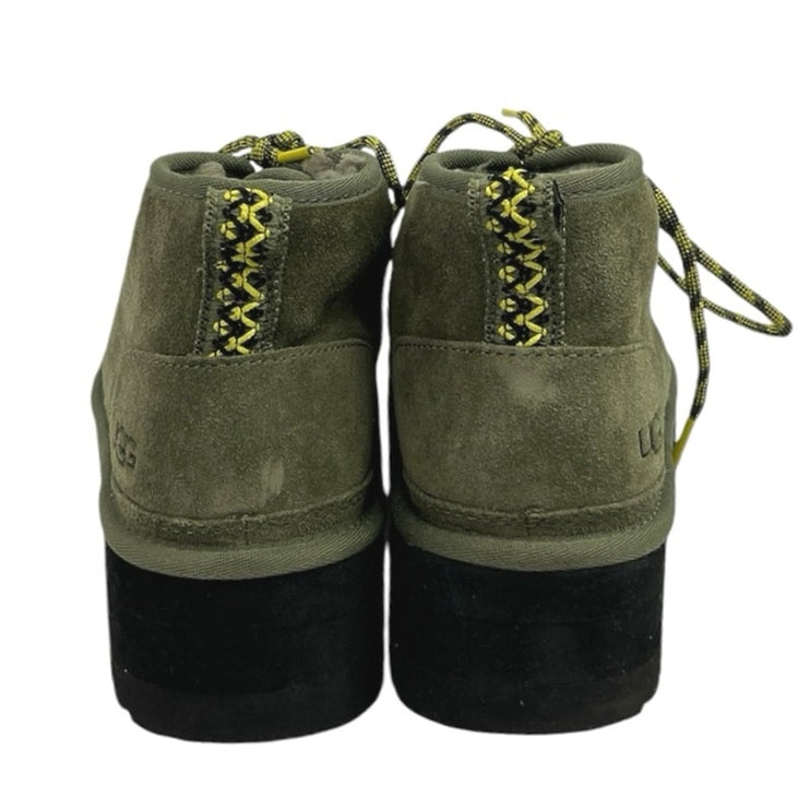 UGG Neumel Heritage Olive Green 2" Platform Suede Wool Chukka Ankle Boots Size 9