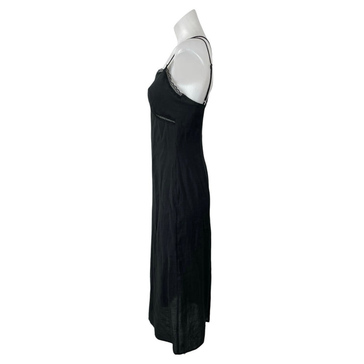 L.A. Hearts Black Lace Sleeveless V Neck Cami Camisole Slit Midi Slip Dress Sz S