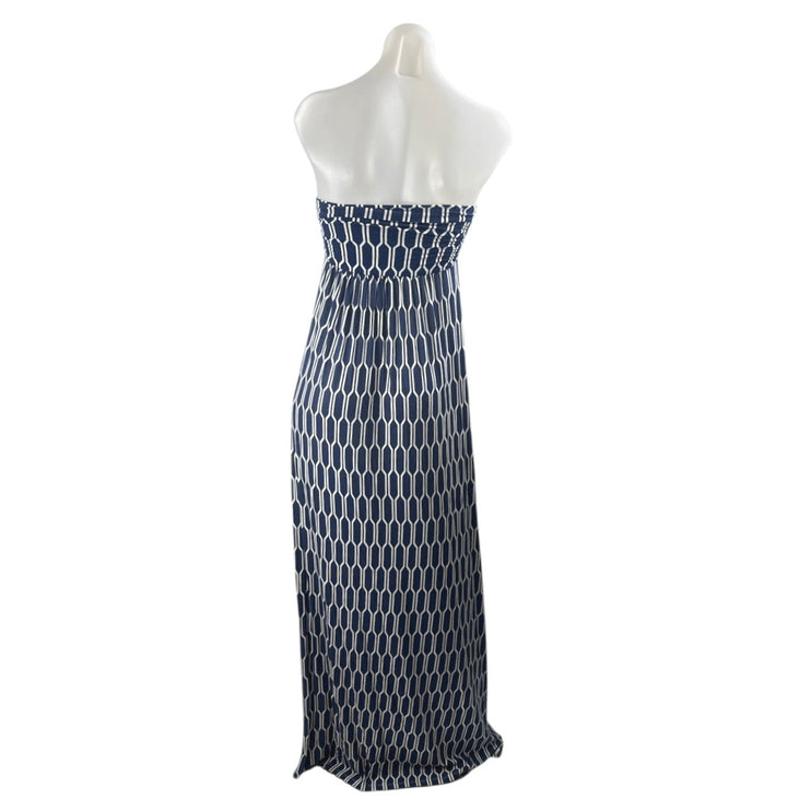 Hourglass Lilly Geometric Ikat Strapless Tube Bandeau Summer Maxi A-Line Dress S