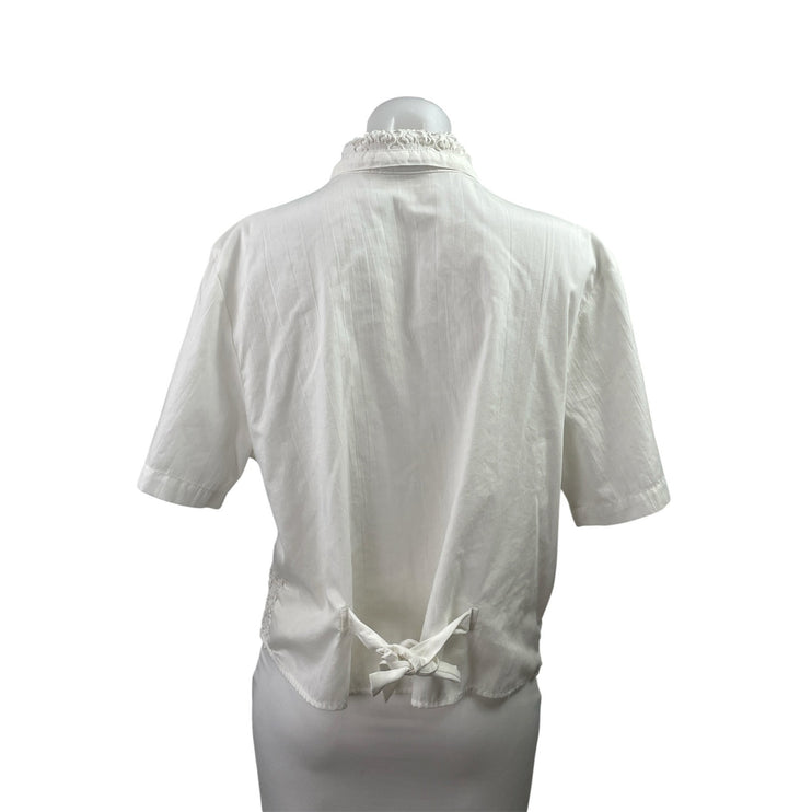 Tapestry Women's White Short Sleeve Lace Crochet Overlay Shirt Blouse Top Size L