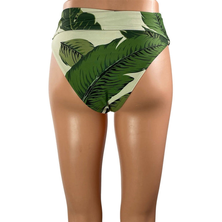 Beach Riot x Stone Cold Fox Green Leaf High Waist Bikini Bottom Swimwear Size S69.