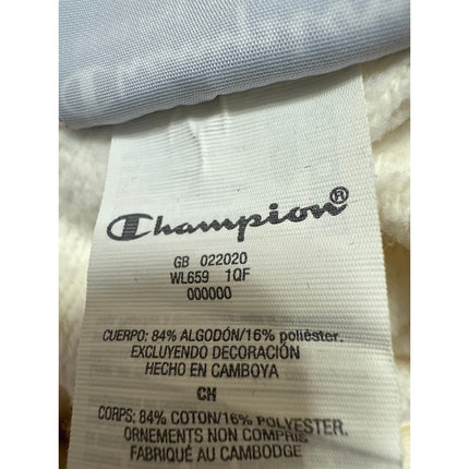 Champion Women's Cream Long Sleeve Hoodie Hooded Crop Sweatshirt Top Size S