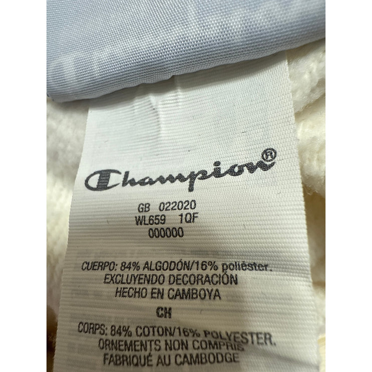 Champion Women's Cream Long Sleeve Hoodie Hooded Crop Sweatshirt Top Size S