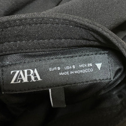Zara Black Short Sleeve Tailored Mock Neck Zip Up Mini Bodycon Dress Size S