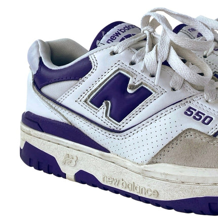 New Balance 550 Women's White Purple Lace Up Low Top Athletic Sneakers Shoes 7